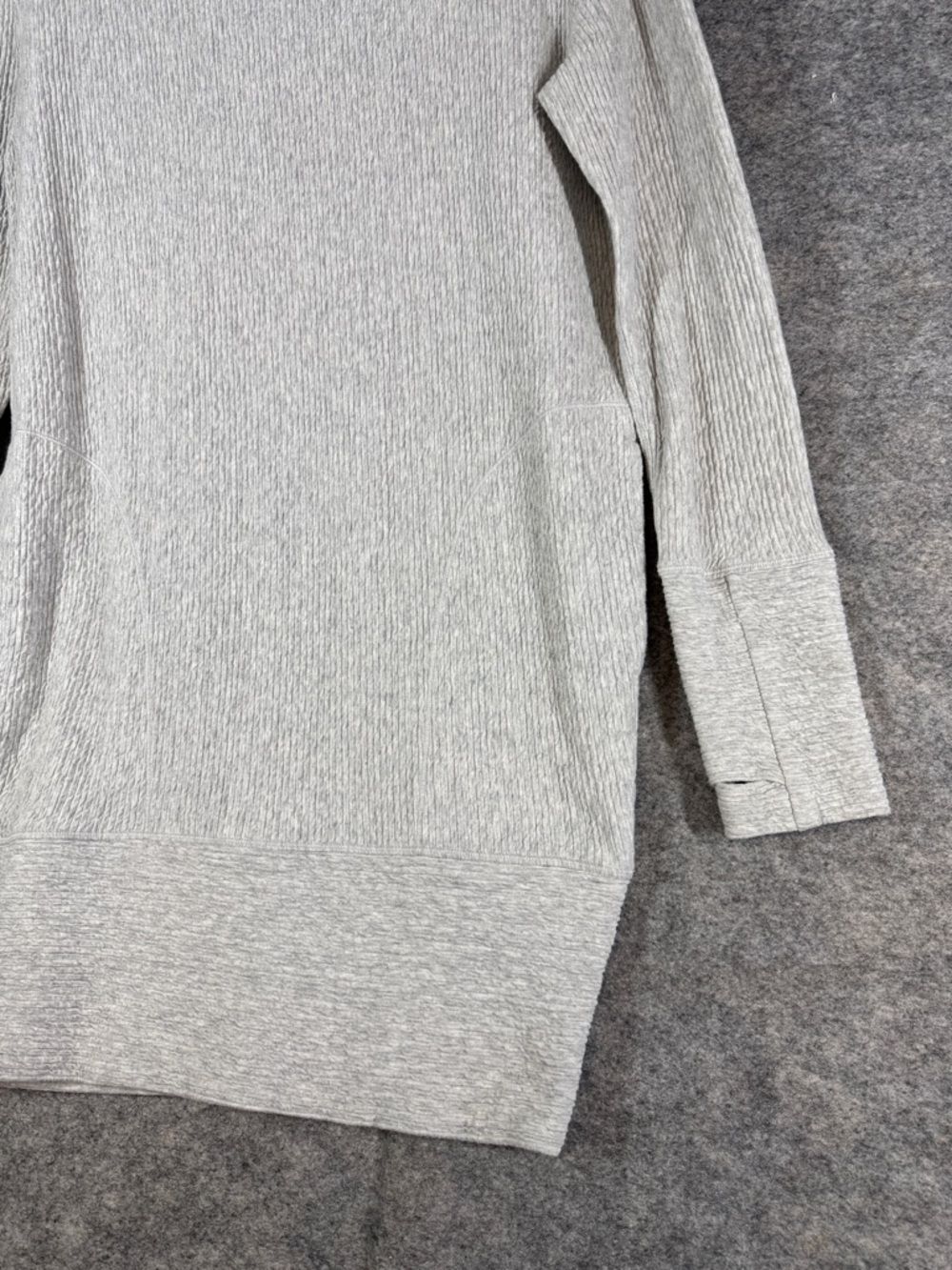 Lululemon Along the Way Dress Light Gray Cowl Neck Sweater Dress Ribbed Slouchy - Picture 4 of 14
